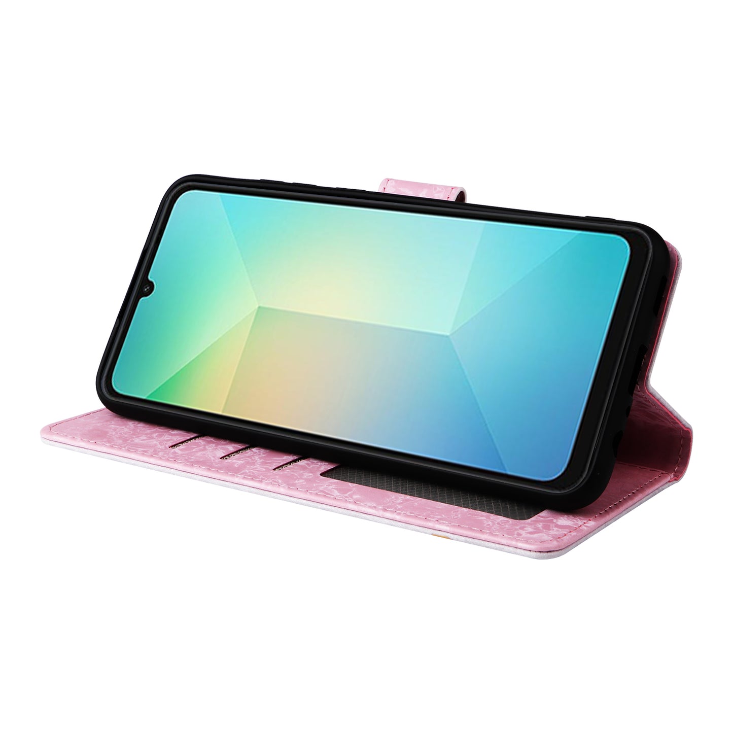 For Samsung Galaxy A06 Case RFID Blocking Flower Leather Phone Cover - Colorful Flower