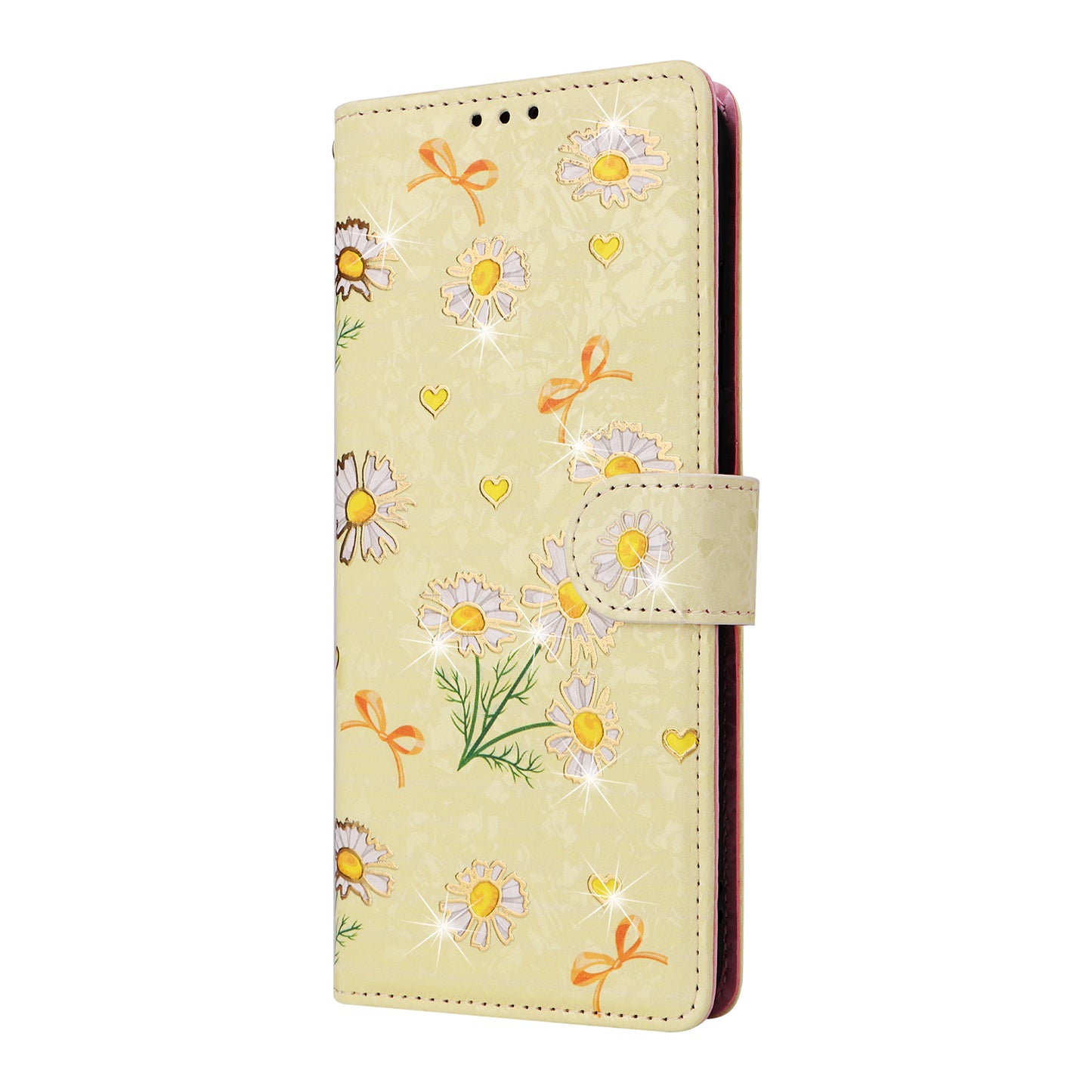 For Samsung Galaxy A06 Case RFID Blocking Flower Leather Phone Cover - Yellow Daisy