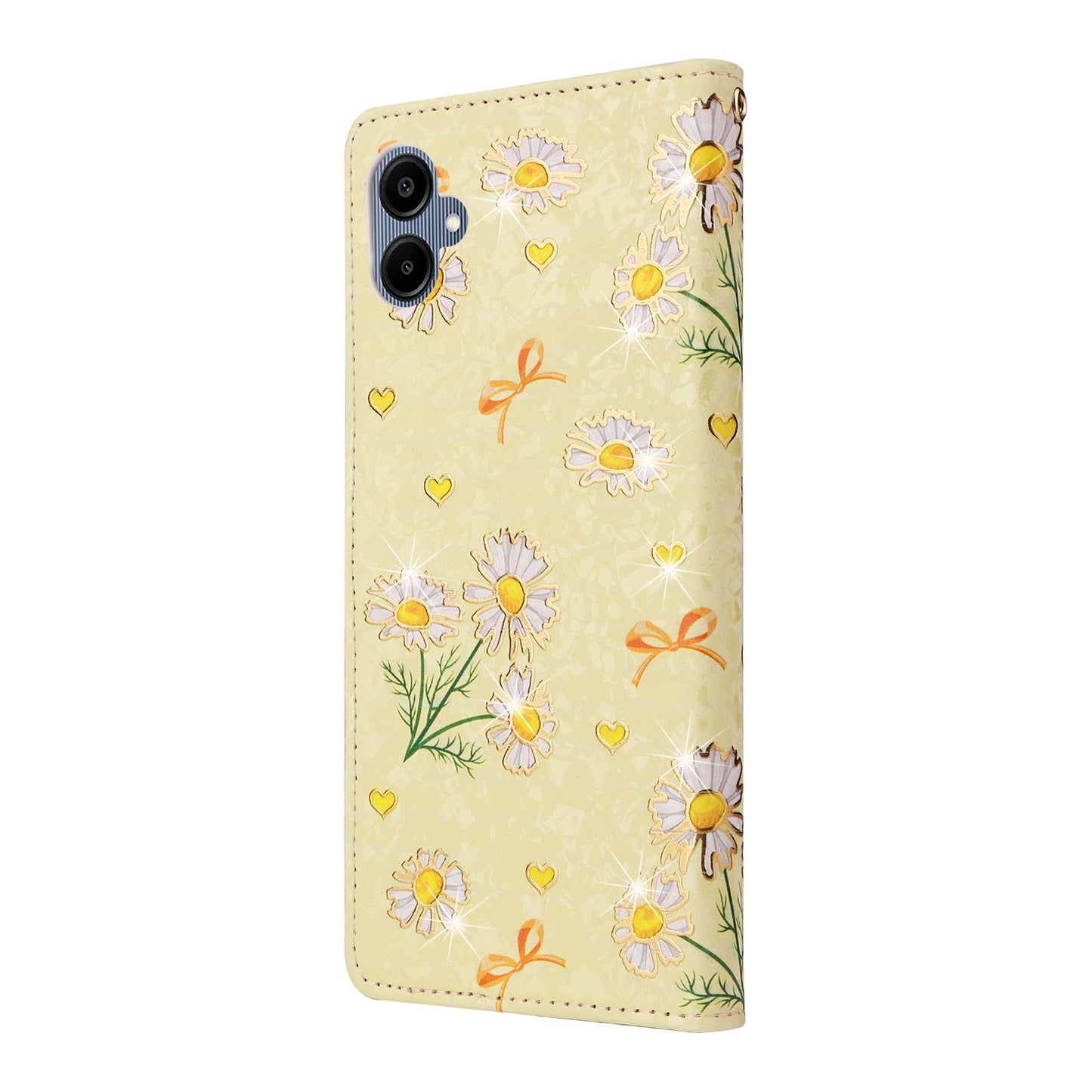 For Samsung Galaxy A06 Case RFID Blocking Flower Leather Phone Cover - Yellow Daisy