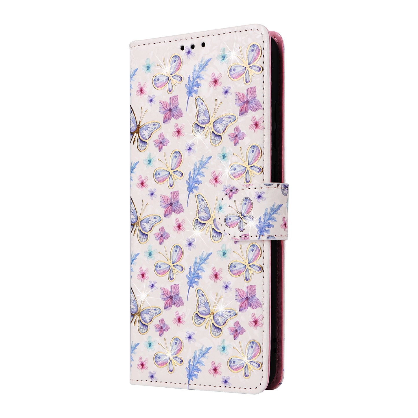 For Samsung Galaxy A06 Case RFID Blocking Flower Leather Phone Cover - Butterfly Flower
