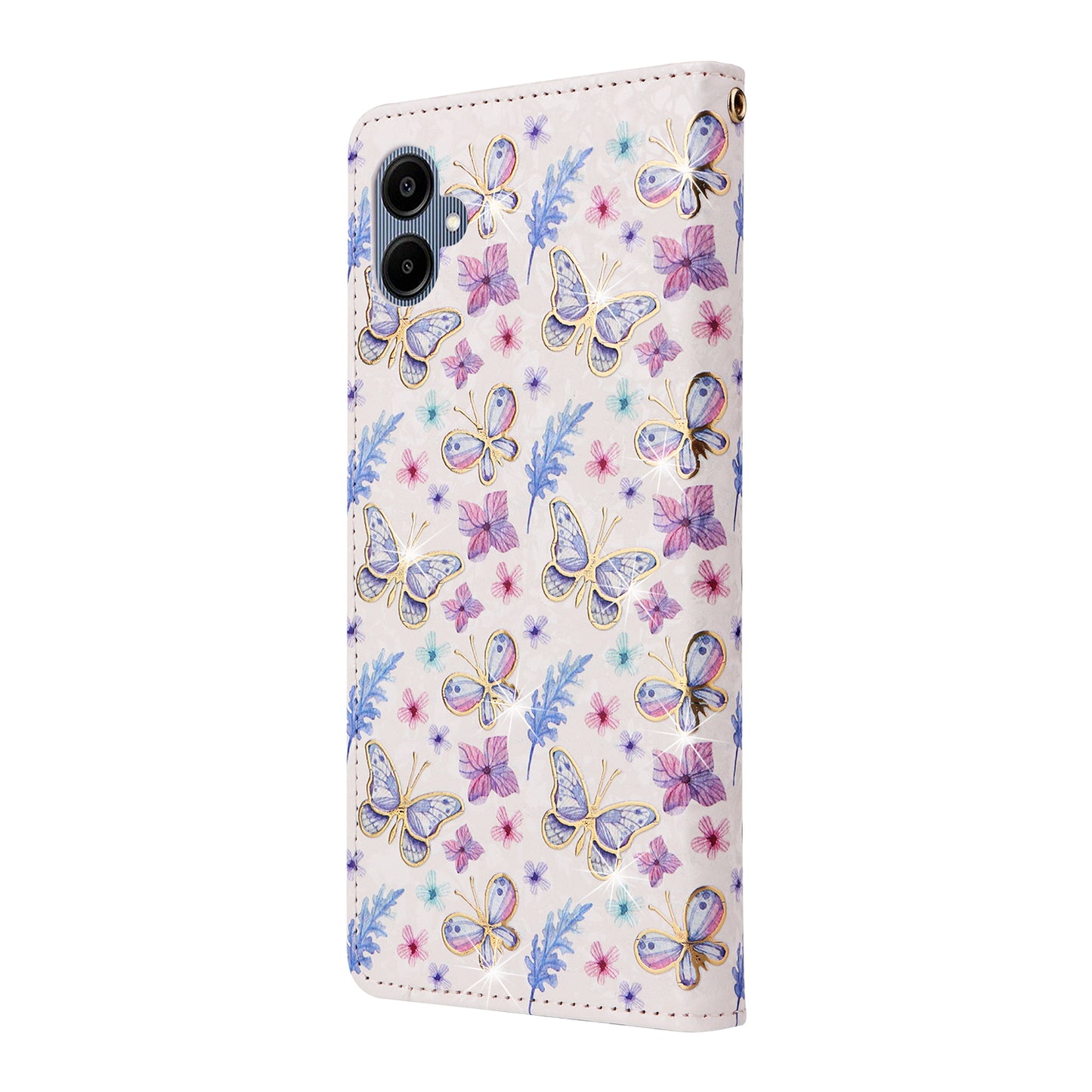 For Samsung Galaxy A06 Case RFID Blocking Flower Leather Phone Cover - Butterfly Flower
