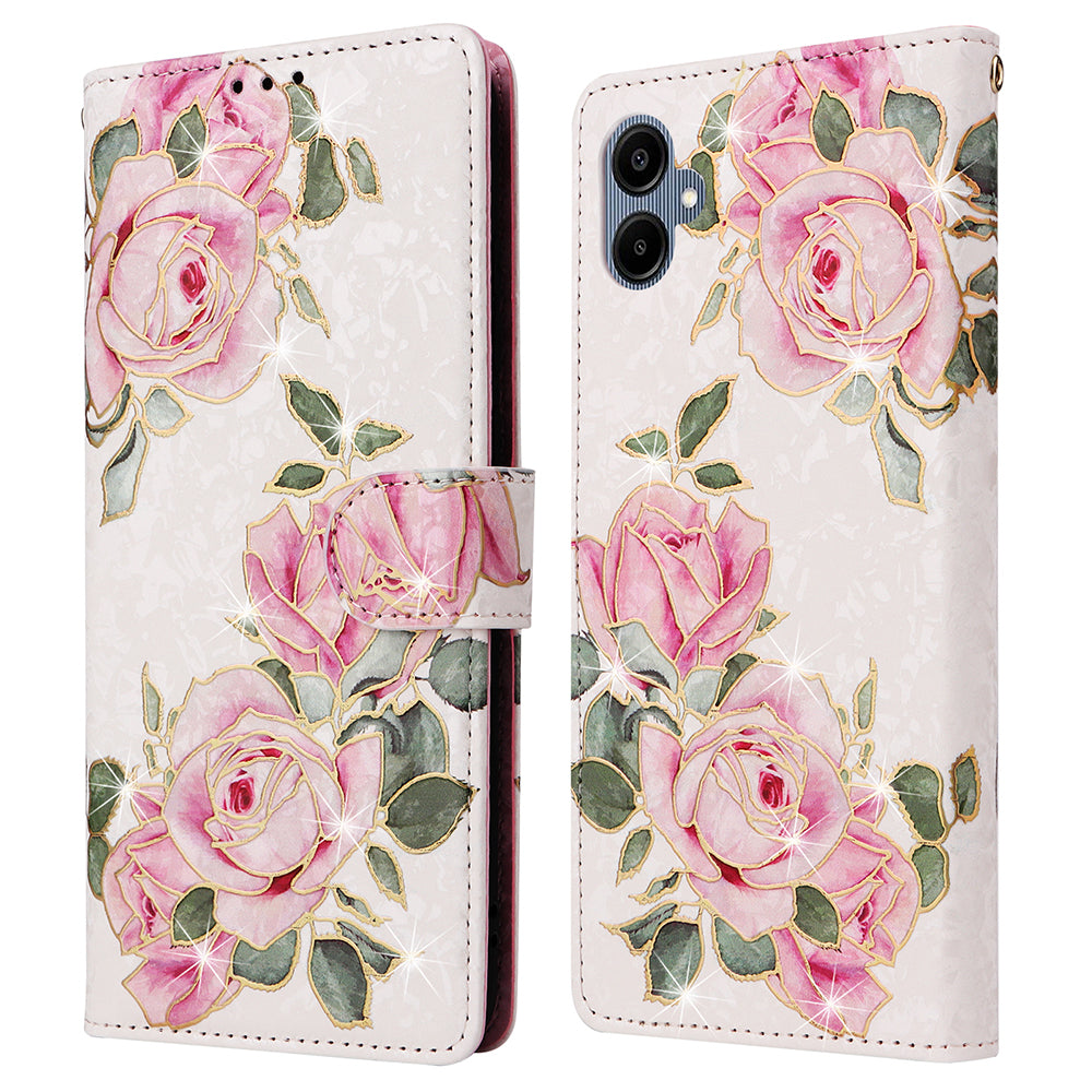 For Samsung Galaxy A06 Case RFID Blocking Flower Leather Phone Cover - Flower