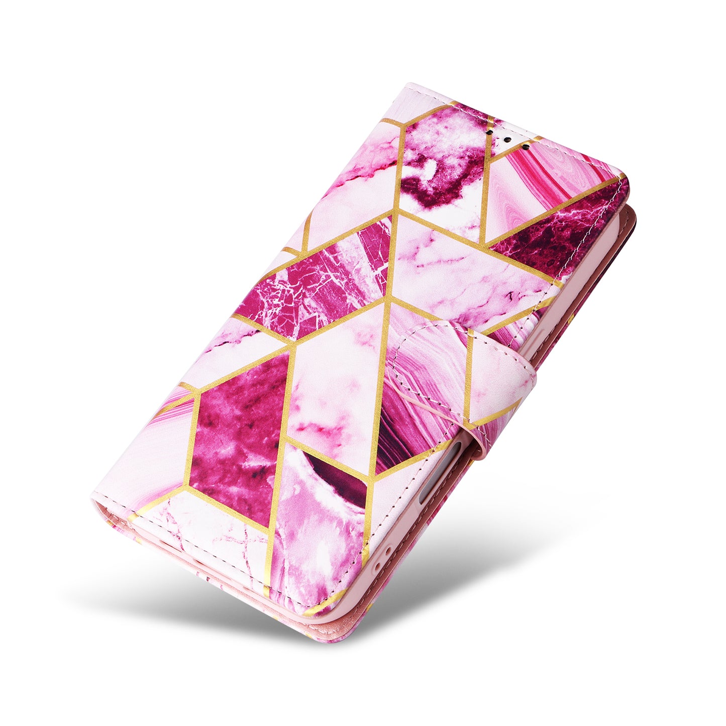 For Samsung Galaxy A06 Case Lacquered Marble Pattern Leather Phone Cover - Purple