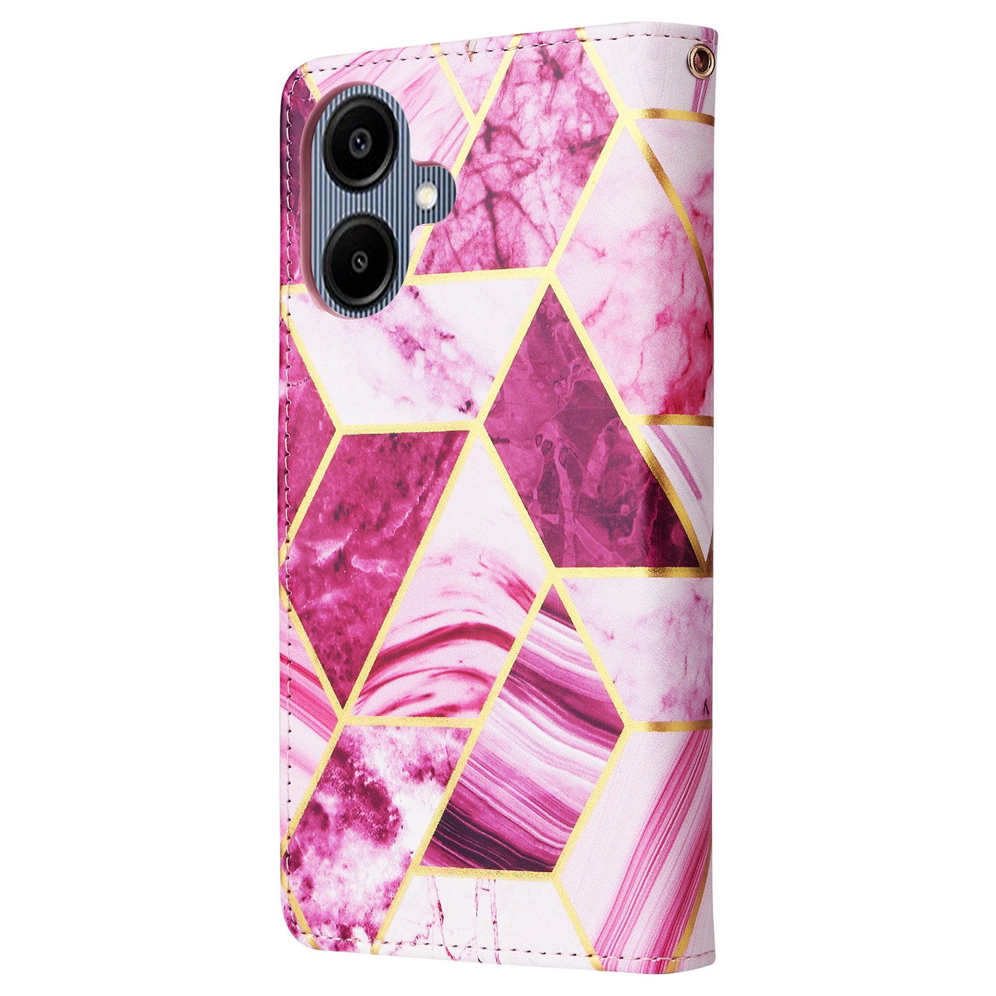 For Samsung Galaxy A06 Case Lacquered Marble Pattern Leather Phone Cover - Purple