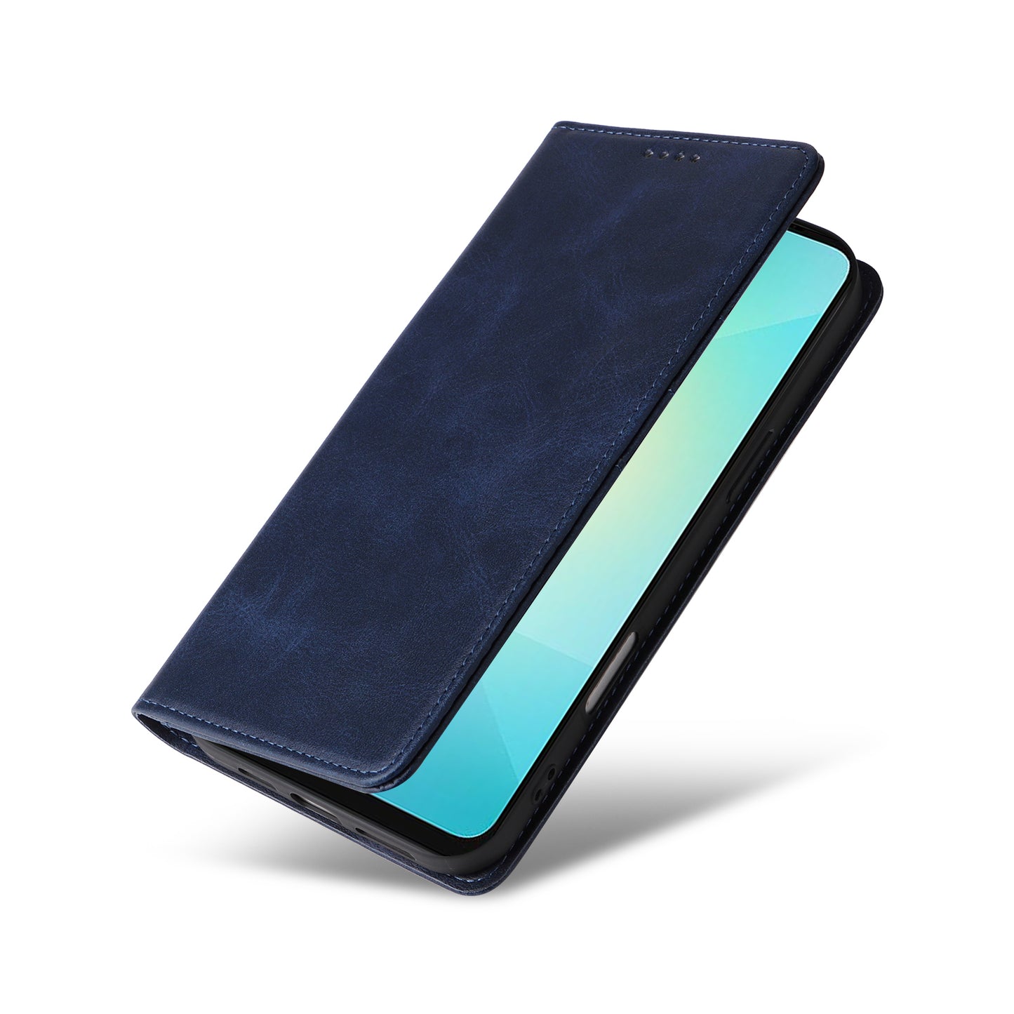 For Samsung Galaxy A06 Case RFID Blocking PU Leather Phone Wallet Cover - Blue