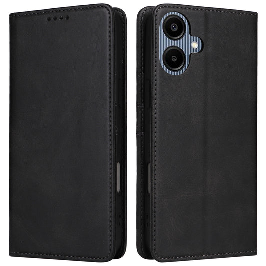 For Samsung Galaxy A06 Case RFID Blocking PU Leather Phone Wallet Cover - Black