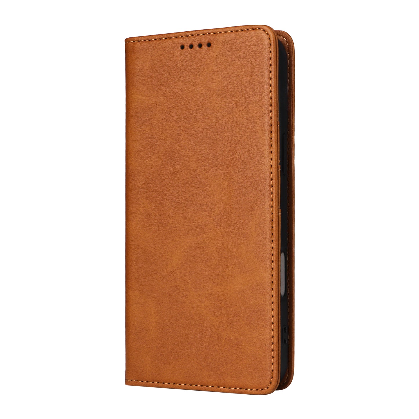 For Samsung Galaxy A06 Case RFID Blocking PU Leather Phone Wallet Cover - Brown