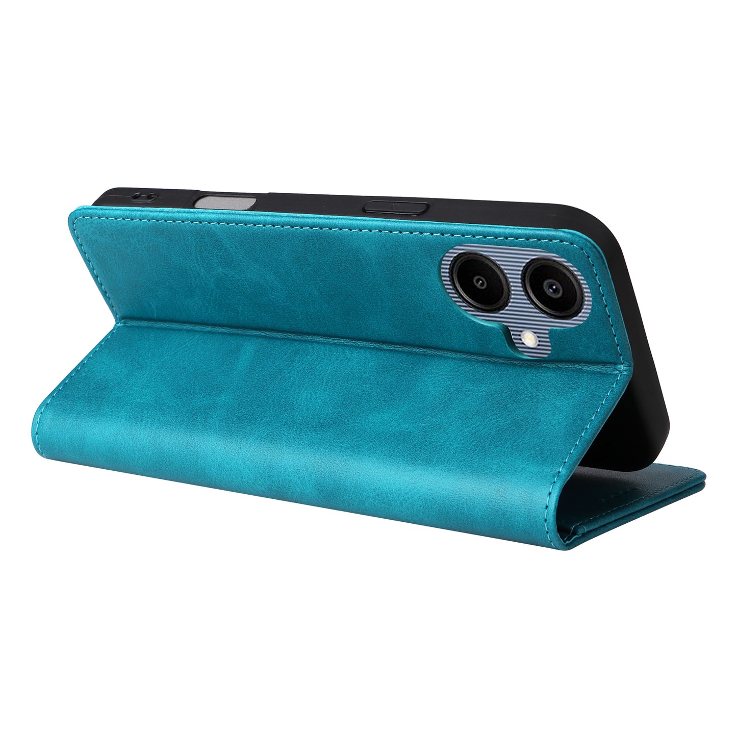 For Samsung Galaxy A06 Case RFID Blocking PU Leather Phone Wallet Cover - Peacock Blue