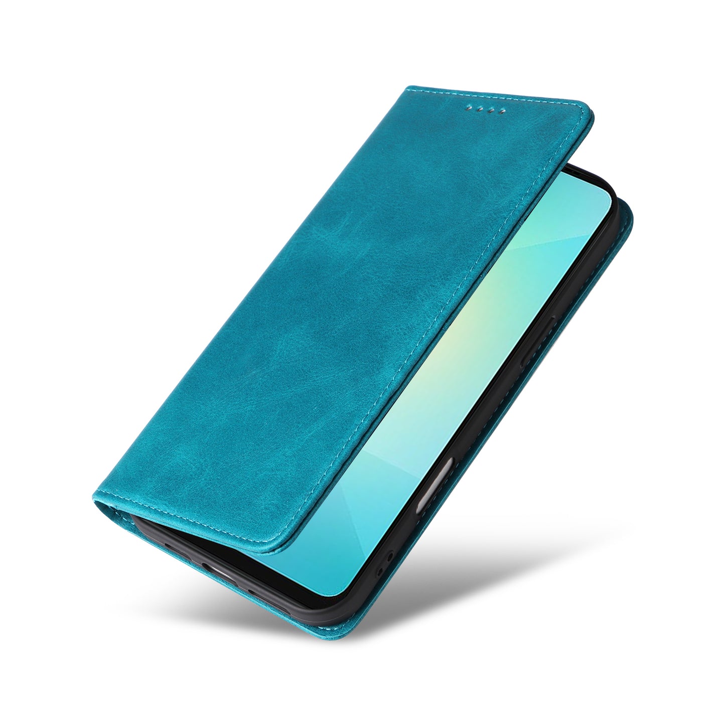 For Samsung Galaxy A06 Case RFID Blocking PU Leather Phone Wallet Cover - Peacock Blue