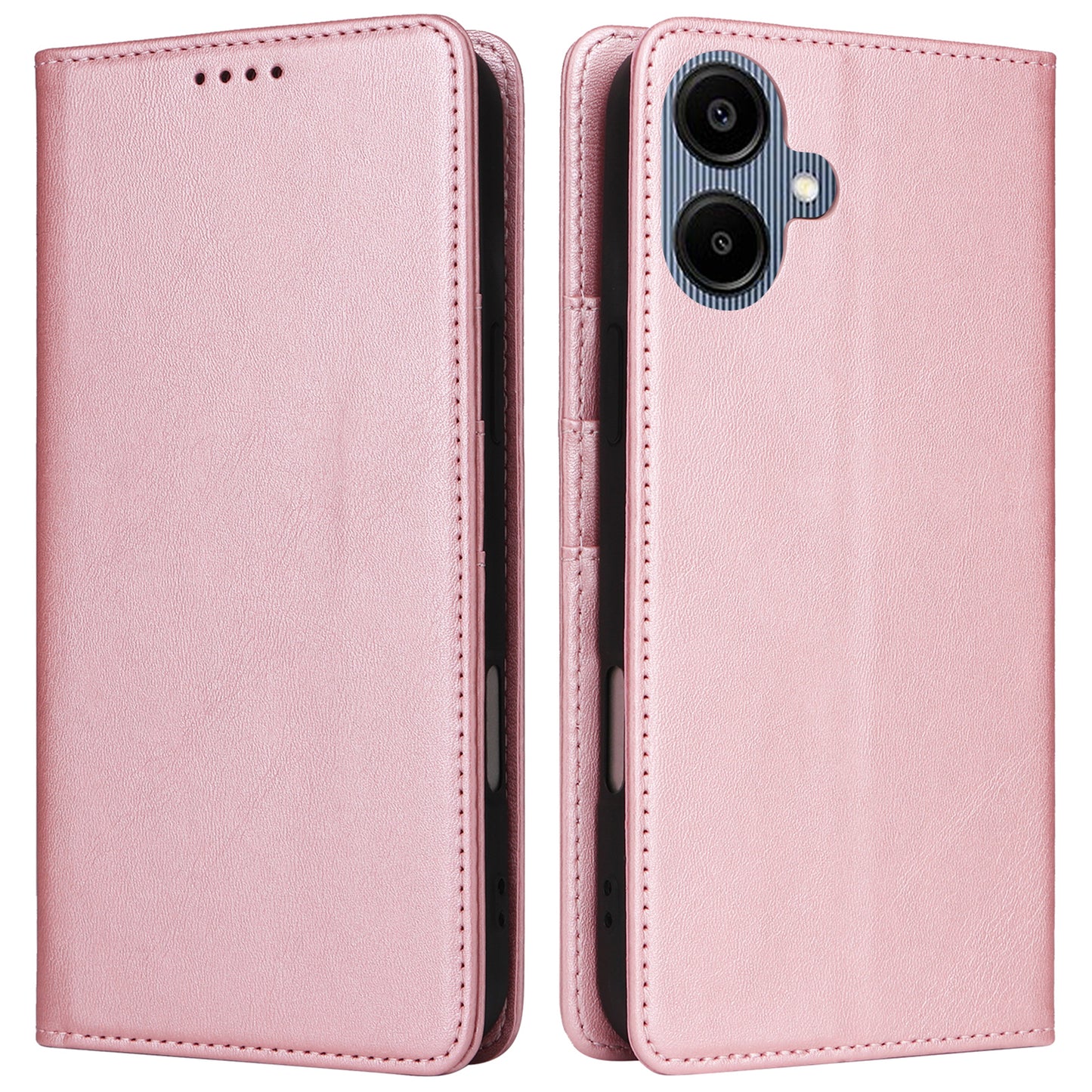 For Samsung Galaxy A06 Case RFID Blocking PU Leather Phone Wallet Cover - Pink