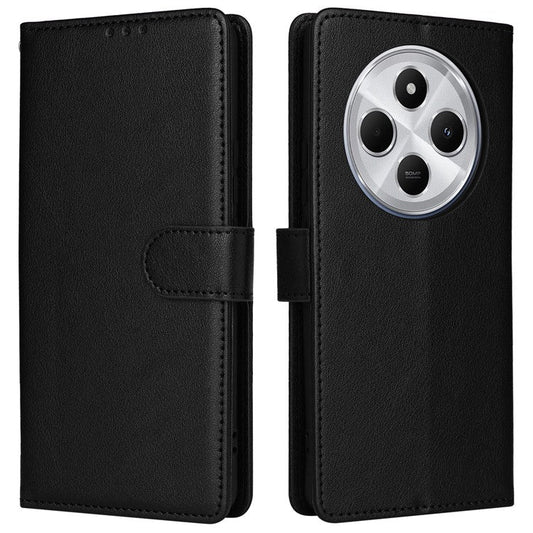 For Xiaomi Poco C75 4G / Redmi 14R 5G / 14C 4G Case Wallet Stand View PU Leather Phone Cover - Black