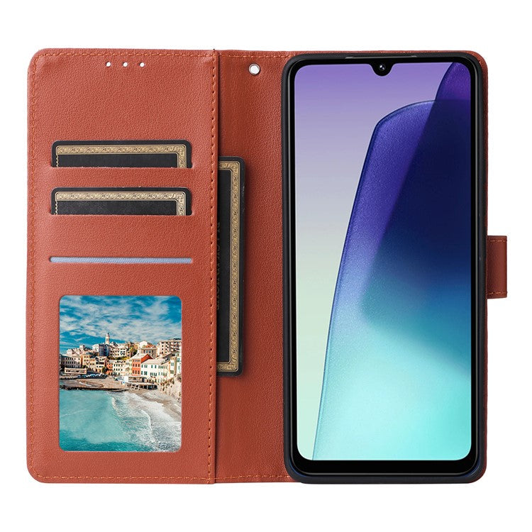 For Xiaomi Poco C75 4G / Redmi 14R 5G / 14C 4G Case Wallet Stand View PU Leather Phone Cover - Brown