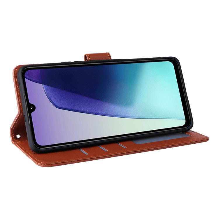 For Xiaomi Poco C75 4G / Redmi 14R 5G / 14C 4G Case Wallet Stand View PU Leather Phone Cover - Brown