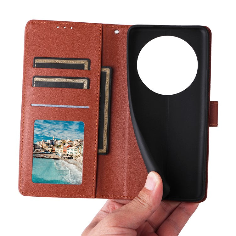 For Xiaomi Poco C75 4G / Redmi 14R 5G / 14C 4G Case Wallet Stand View PU Leather Phone Cover - Brown