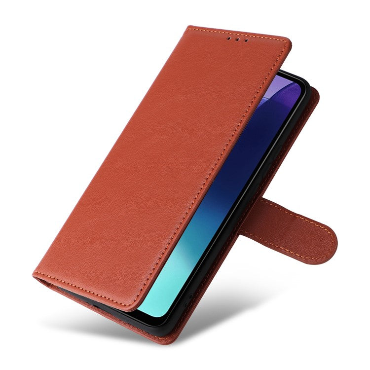 For Xiaomi Poco C75 4G / Redmi 14R 5G / 14C 4G Case Wallet Stand View PU Leather Phone Cover - Brown