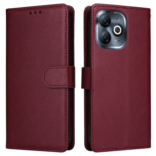 For Infinix Smart 8 4G Case Wallet Stand View PU Leather Phone Cover - Wine Red