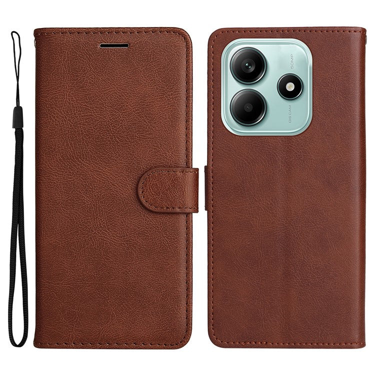 KT Leather Series-2 for Xiaomi Redmi Note 14 5G Case Solid Color Leather Phone Cover Wallet Stand - Brown