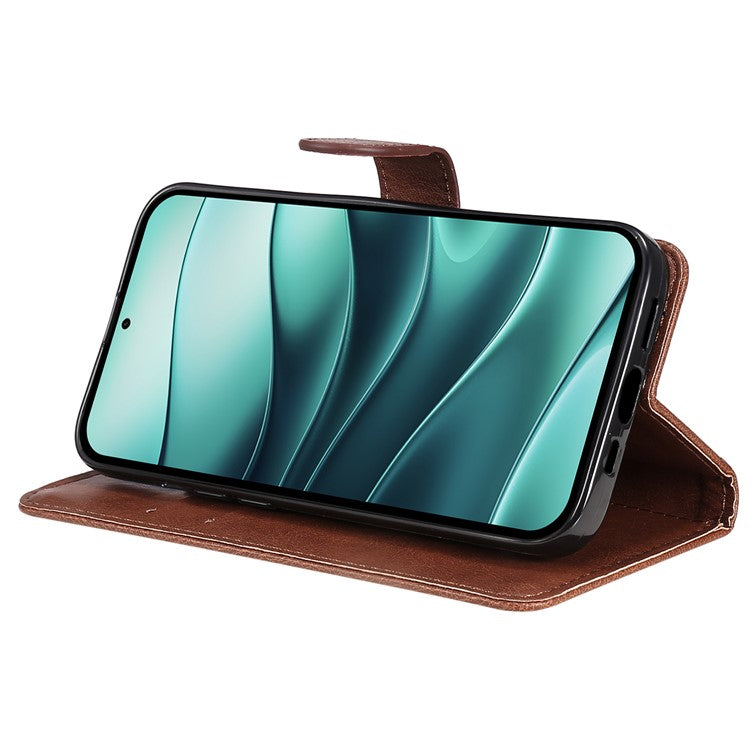 KT Leather Series-2 for Xiaomi Redmi Note 14 5G Case Solid Color Leather Phone Cover Wallet Stand - Brown