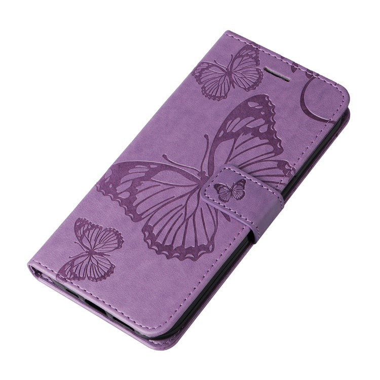 KT Imprinting Flower Series-2 For Xiaomi Redmi Note 14 5G Case Butterfly Leather Phone Cover  - Light Purple