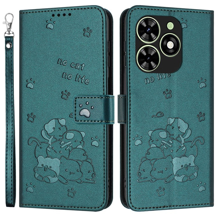 Leather Case for Infinix Smart 8 Plus / Smart 8 Pro 4G / Smart 8 4G / Hot 40i / TECNO Spark 20 / Spark 20C / Spark Go 2024 4G / Pop 8 Wallet Cover - Blackish Green