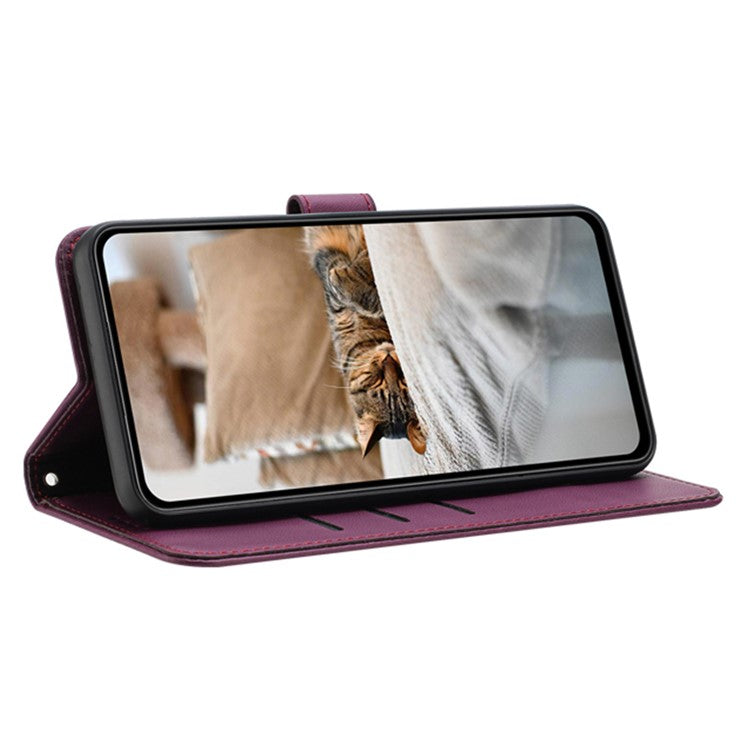Leather Case for Oppo A80 5G / K12x 5G (India) / A3 Pro (Global) 5G / A3 Pro (India) 5G Cats Imprint Leather Wallet Phone Cover with Strap - Wine Red