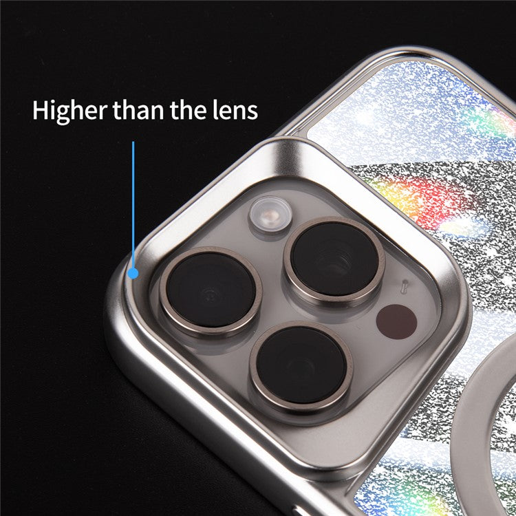 For iPhone 16 Pro Case Compatible with MagSafe Gradient Glitter PC+TPU Phone Cover - Blue
