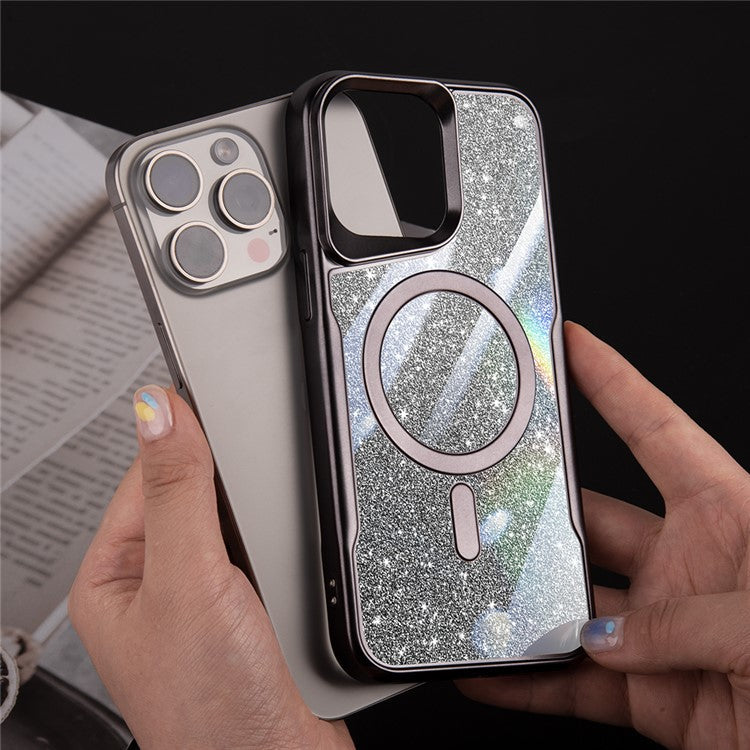 For iPhone 16 Pro Case Compatible with MagSafe Gradient Glitter PC+TPU Phone Cover - Blue