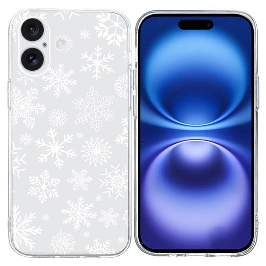 For iPhone 16 Plus Case Christmas Pattern Print Soft TPU Phone Protector - Snowflake