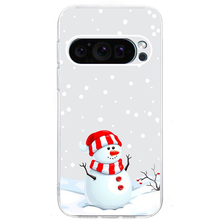 For Google Pixel 9 / 9 Pro Case Christmas Pattern Print Soft TPU Phone Protector - Snowman