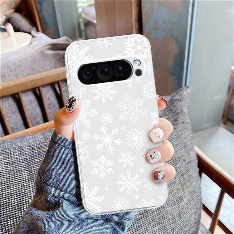 For Google Pixel 9 / 9 Pro Case Christmas Pattern Print Soft TPU Phone Protector - Snowflake