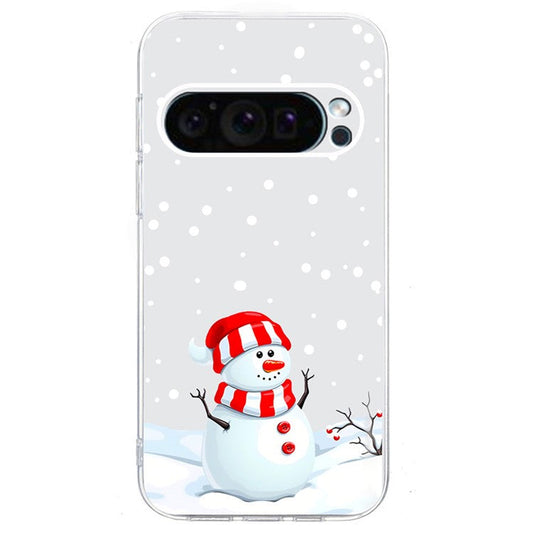 For Google Pixel 9 Pro XL Case Christmas Pattern Print Soft TPU Phone Protector - Snowman