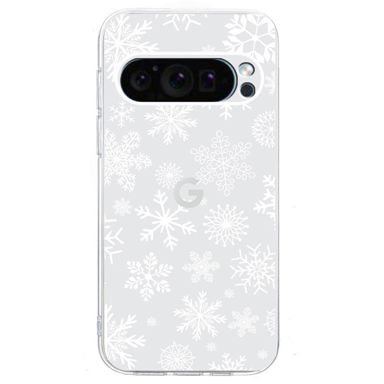 For Google Pixel 9 Pro XL Case Christmas Pattern Print Soft TPU Phone Protector - Snowflake