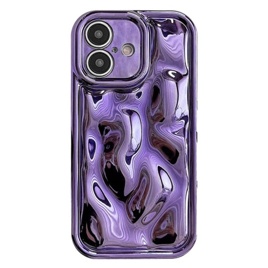 For iPhone 16 Plus Case Electroplated TPU Shell Meteorite Texture Phone Cover - Purple