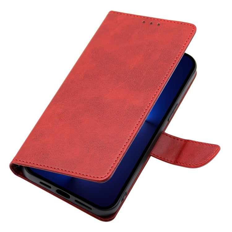 For OnePlus Nord CE4 Lite 5G / Oppo K12x 5G (China) Wallet Case Calf Texture Leather Phone Cover - Red