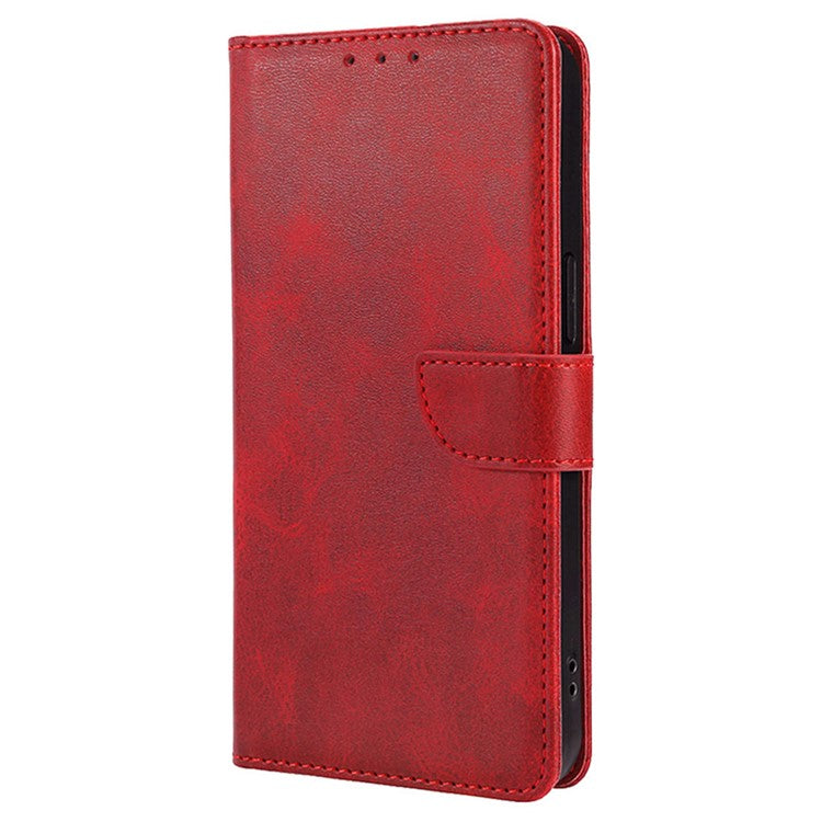 For OnePlus Nord CE4 Lite 5G / Oppo K12x 5G (China) Wallet Case Calf Texture Leather Phone Cover - Red