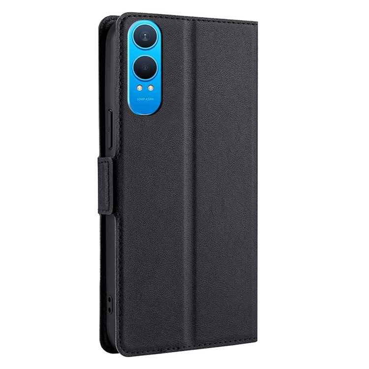 For OnePlus Nord CE4 Lite 5G / Oppo K12x 5G (China) Case Card Holder PU Leather Phone Cover - Black