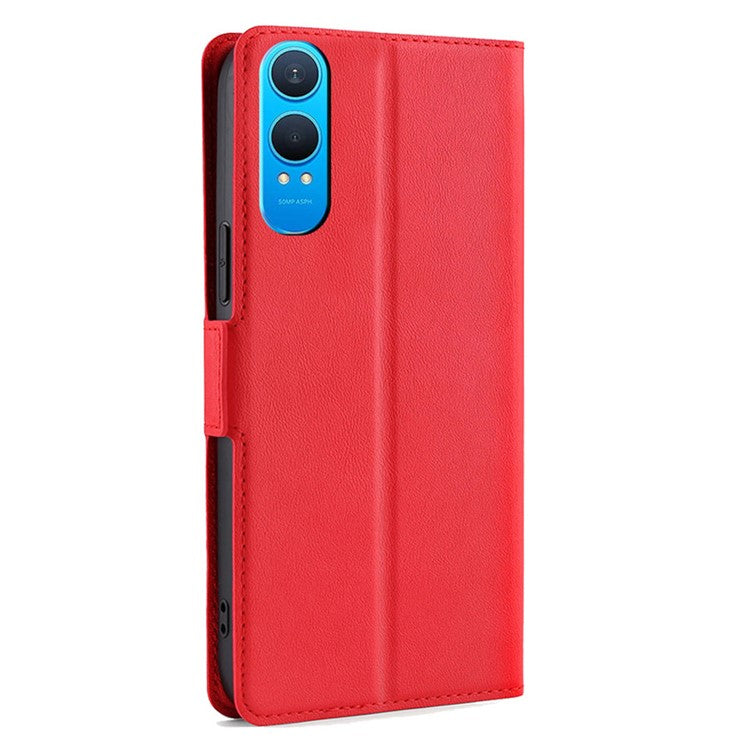 For OnePlus Nord CE4 Lite 5G / Oppo K12x 5G (China) Case Card Holder PU Leather Phone Cover - Red