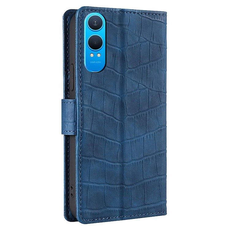 For OnePlus Nord CE4 Lite 5G / Oppo K12x 5G (China) Case Crocodile Texture PU Leather Phone Cover - Blue
