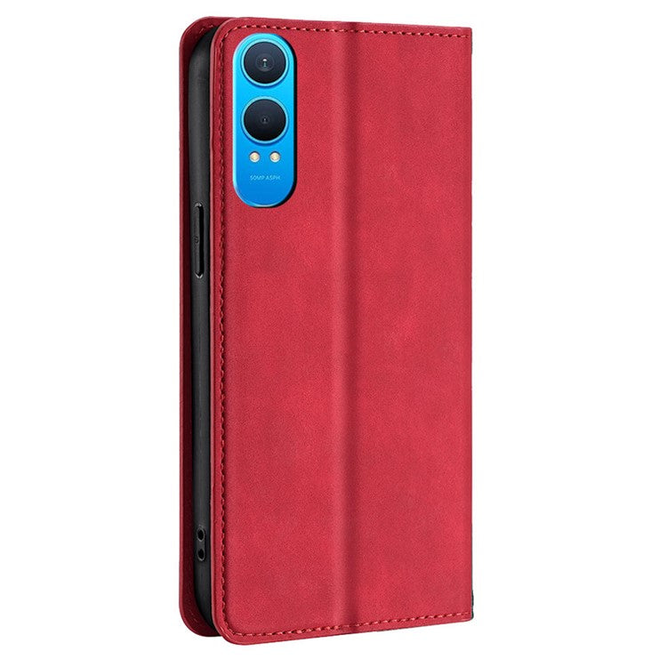For OnePlus Nord CE4 Lite 5G / Oppo K12x 5G (China) Wallet Case PU Leather Magnetic Closing Phone Cover - Red
