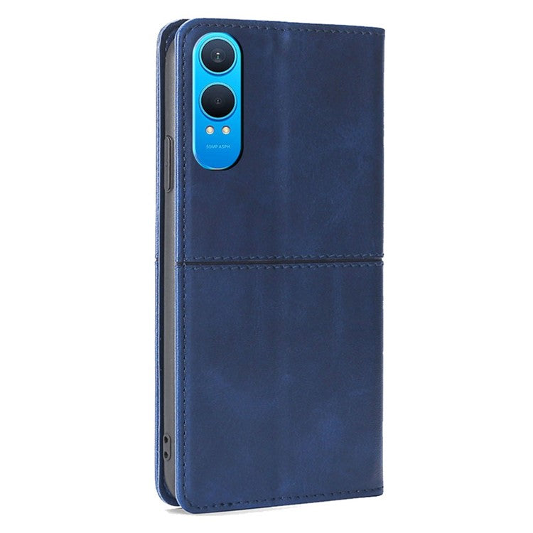 For OnePlus Nord CE4 Lite 5G / Oppo K12x 5G (China) Case Card Slots Cowhide Texture Phone Leather Cover - Blue