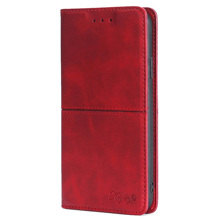 For OnePlus Nord CE4 Lite 5G / Oppo K12x 5G (China) Case Card Slots Cowhide Texture Phone Leather Cover - Red