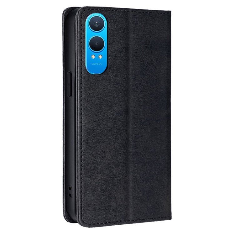 For OnePlus Nord CE4 Lite 5G / Oppo K12x 5G (China) Case PU Leather Calf Texture Phone Wallet Cover - Black