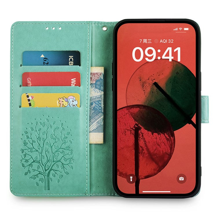 For OnePlus Nord CE4 Lite 5G / Oppo K12x 5G (China) Case PU Leather Wallet Phone Cover Tree Deer Imprinted - Green