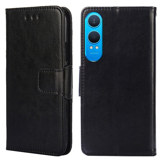 For OnePlus Nord CE4 Lite 5G / Oppo K12x 5G (China) Case Wallet PU Leather + TPU Folding Stand Phone Cover - Black