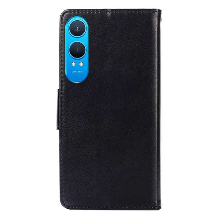 For OnePlus Nord CE4 Lite 5G / Oppo K12x 5G (China) Case Wallet PU Leather + TPU Folding Stand Phone Cover - Black