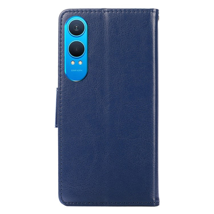 For OnePlus Nord CE4 Lite 5G / Oppo K12x 5G (China) Case Wallet PU Leather + TPU Folding Stand Phone Cover - Sapphire
