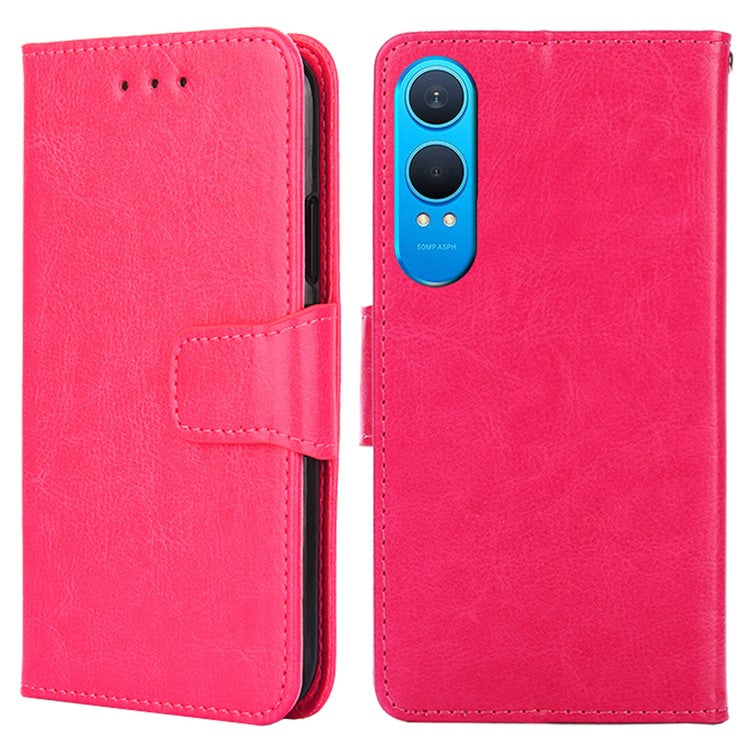 For OnePlus Nord CE4 Lite 5G / Oppo K12x 5G (China) Case Wallet PU Leather + TPU Folding Stand Phone Cover - Rose
