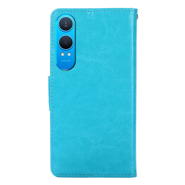 For OnePlus Nord CE4 Lite 5G / Oppo K12x 5G (China) Case Wallet PU Leather + TPU Folding Stand Phone Cover - Baby Blue