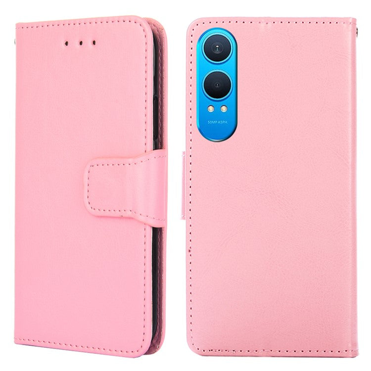 For OnePlus Nord CE4 Lite 5G / Oppo K12x 5G (China) Case Wallet PU Leather + TPU Folding Stand Phone Cover - Pink