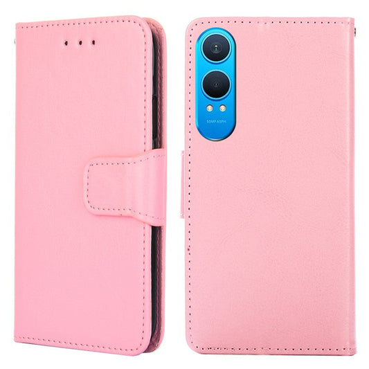 For OnePlus Nord CE4 Lite 5G / Oppo K12x 5G (China) Case Wallet PU Leather + TPU Folding Stand Phone Cover - Pink